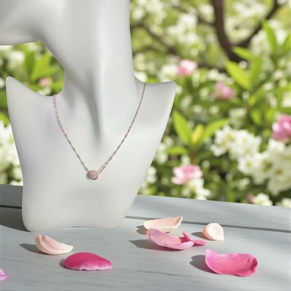 Beautiful 925 Sterling Silver Rose Gold Pendant Necklace - NWOT